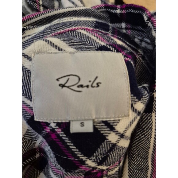 Revolve Rails Hunter Plaid Button Down Shirt White Navy & Orchid Sz S - Picture 11 of 12